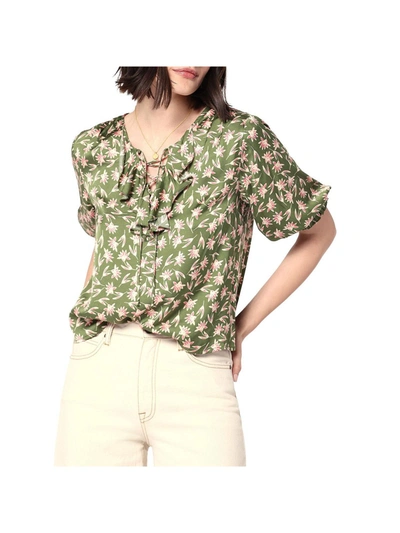Joie Violet Womens Ruffled Hi Low Blouse In Green