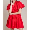 SOFIA COLLECTIONS TIERED SHORT SLEEVE V-NECK DRESS
