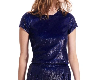 Emily Shalant Sequin Tee In Royal In Blue