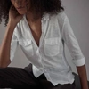 James Perse Sheer Slub Side Panel Shirt In White In White
