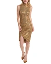 Michael Kors Collection Hand Embroidered Turtleneck Tulip Dress In Brown