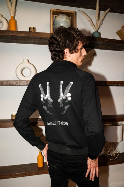 Akings Peace Quarter Zip Sweatshirt In Black