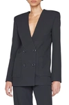 Frame Double Breasted Blazer In Noir