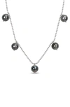 DELMAR STERLING SILVER 8–9MM CULTURED BLACK TAHITIAN PEARL CHARM NECKLACE