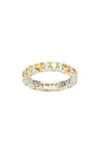Suzy Levian Sterling Silver Round Cut Yellow Sapphire And Diamond Accent Eternity Band In Yellow