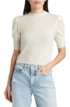 Frame Ruched Sleeve Cashmere Sweater In White