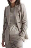 Reiss Women's Light Grey Wool Double Breasted Suit Blazer In Oatmeal