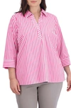 FOXCROFT FOXCROFT SOPHIA STRIPE THREE-QUARTER SLEEVE STRETCH BUTTON-UP SHIRT