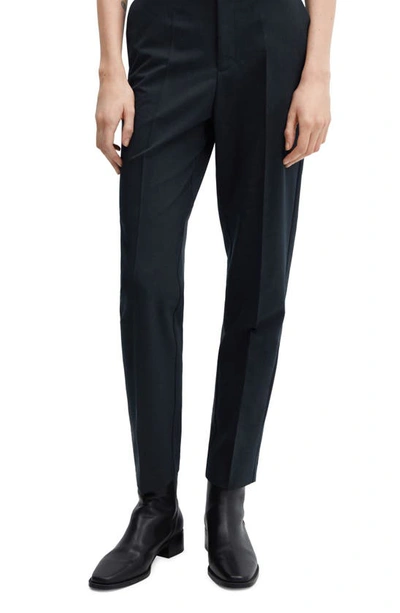 Mango Women's Flowy Bow Detail Straight-fit Pants In Dark Navy