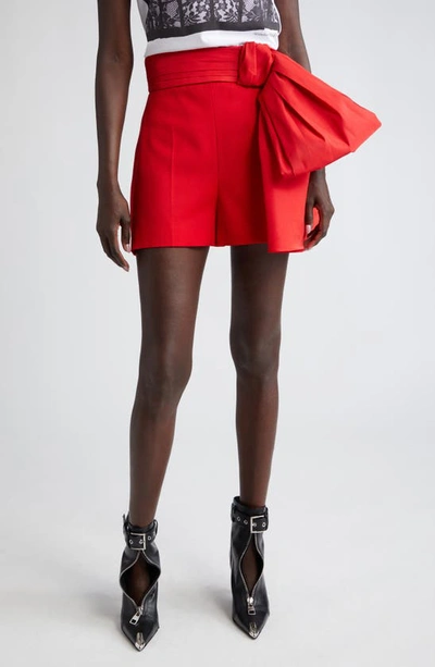 Alexander Mcqueen Tailored Bow Shorts In Lust Red