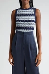 Ramy Brook Bonnie Sleeveless Knit Sweater In Navy Combo High Twist Cotton