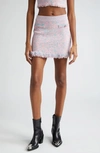 Rabanne Fringe Textured Sweater Miniskirt In Tweed Lurex Rose