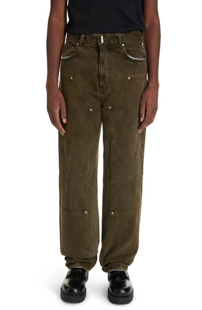 Givenchy Men's Carpenter Pants In Denim In Khaki Green