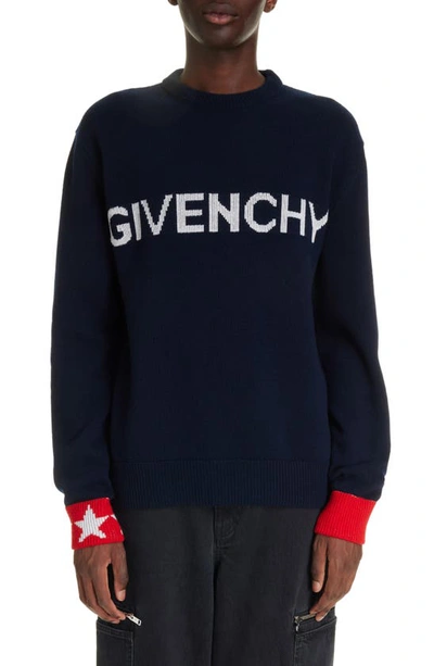 GIVENCHY LOGO INTARSIA CREWNECK SWEATER