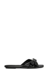 Stuart Weitzman Cece Twisted Leather Ring Slide Sandals In Black