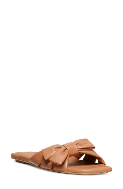 Stuart Weitzman Sofia Bow Slide Sandal In Tan