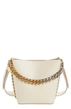 Stella Mccartney Frayme Faux Leather Bucket Bag In Pure White