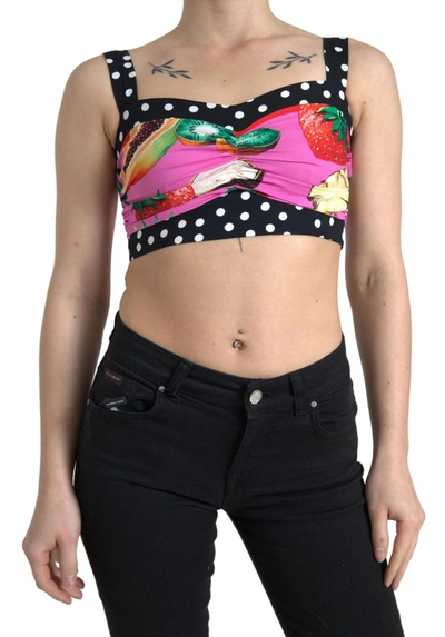 Dolce & Gabbana Multicolor Silk Cropped Bustier Corset Top