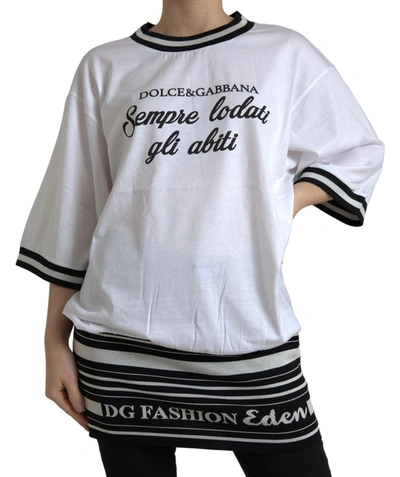 Dolce & Gabbana Elegant White Cotton Crew Neck Women's Tee