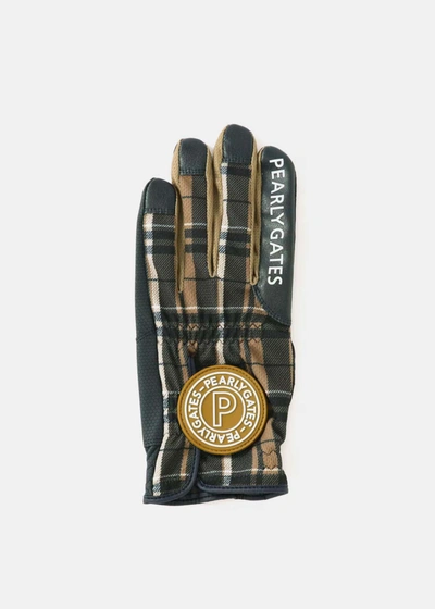 Pearly Gates Logo-appliqué Plaid Gloves In Beige