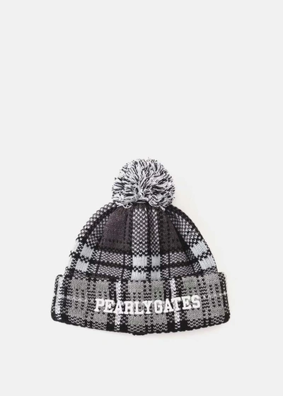 Pearly Gates Grey Check Pattern Beanie In Monotone Check