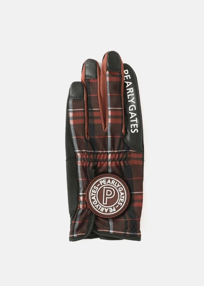 Pearly Gates Logo-appliqué Plaid Gloves In Brown