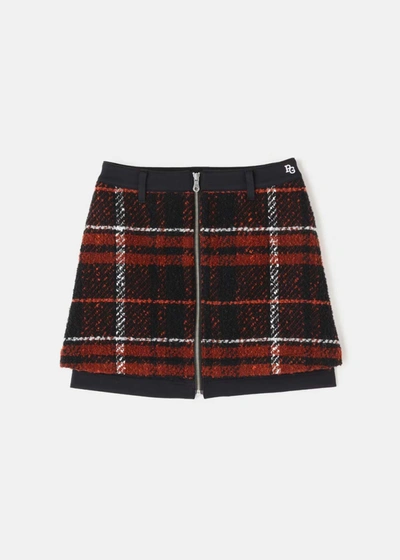 Pearly Gates Red Texbrid Knit Check Skirt In Brown