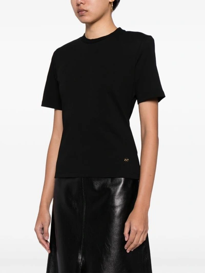 Recto Women Rc Pad Detail Cotton T-shirt In Black