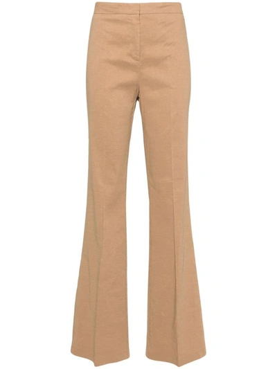 Pinko High-waist Straight-leg Trousers In Brown - Wood Thrush