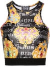 Versace Jeans Couture Top With Print In Nero E Oro