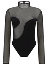 Nensi Dojaka Bodysuit With Asymmetric Line And Sheer Panels