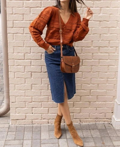 Allison New York Levy Crochet Cardigan In Terracotta In Brown