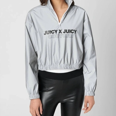 Juicy Couture Women's Reflective Half Zip Up Jacket In Silver In Grey