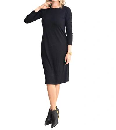 Daniella Faye Basic Ribbed Dress In Black In Blue