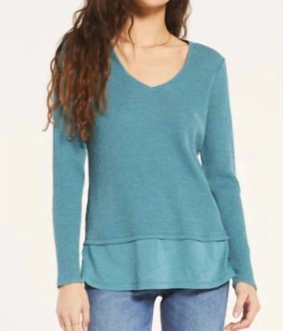 Z Supply Raine Thermal Tunic Top In Teal In Blue