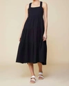Skies Are Blue Cotton Cross Back Midi Dress In Black In Black