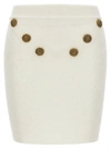Balmain White Mini Pencil Skirt With Jewel Buttons