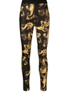 Versace Jeans Couture Baroque-print Elasticated Leggings In Black