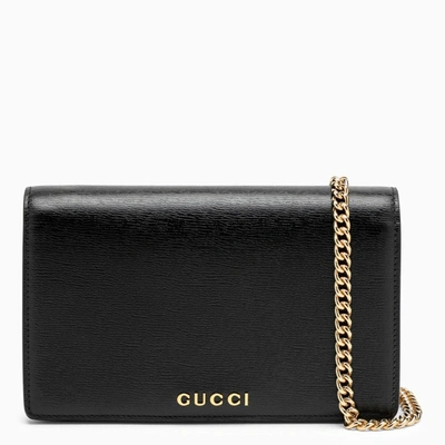 Gucci Black Leather Chain Wallet Women