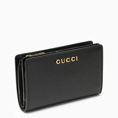 Gucci Black Leather Wallet With Zip And Logo Women