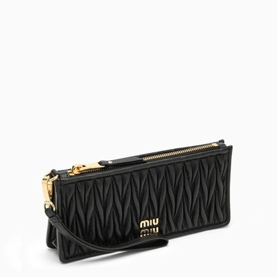 Miu Miu Pouch In Black Matelasse Nappa Leather Women