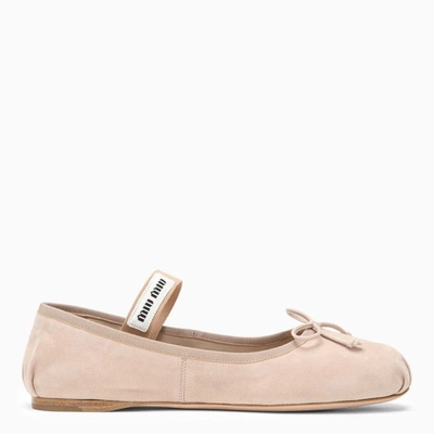 Miu Miu Powder Pink Leather Ballerina Women