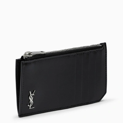 SAINT LAURENT SAINT LAURENT BLACK MONOGRAM ZIP CREDIT CARD HOLDER MEN