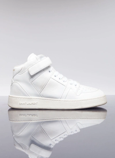Saint Laurent Men Jefferson High Top Sneakers In White
