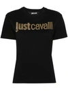 Just Cavalli Logo-laminated Cotton T-shirt In Black