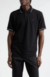 Moncler Men's Logo Stripe-trim Polo In Black