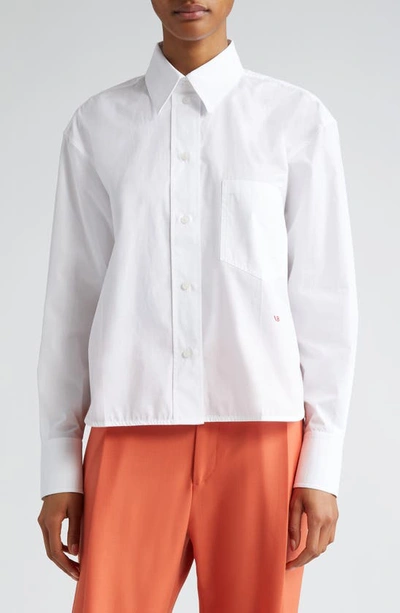 Victoria Beckham Cutout Organic Cotton-poplin Shirt In White