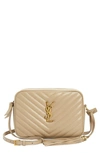 Saint Laurent Lou Medium Ysl Camera Bag With Pocket In Quilted Leather In Dark Beige