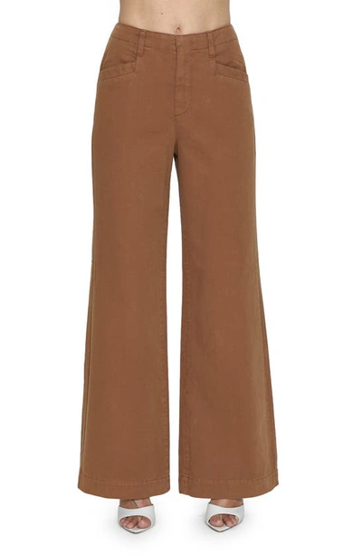 Pistola Jasmine High Rise Wide Leg Trouser In Brown