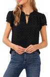 CECE TIE NECK FLUTTER SLEEVE TOP